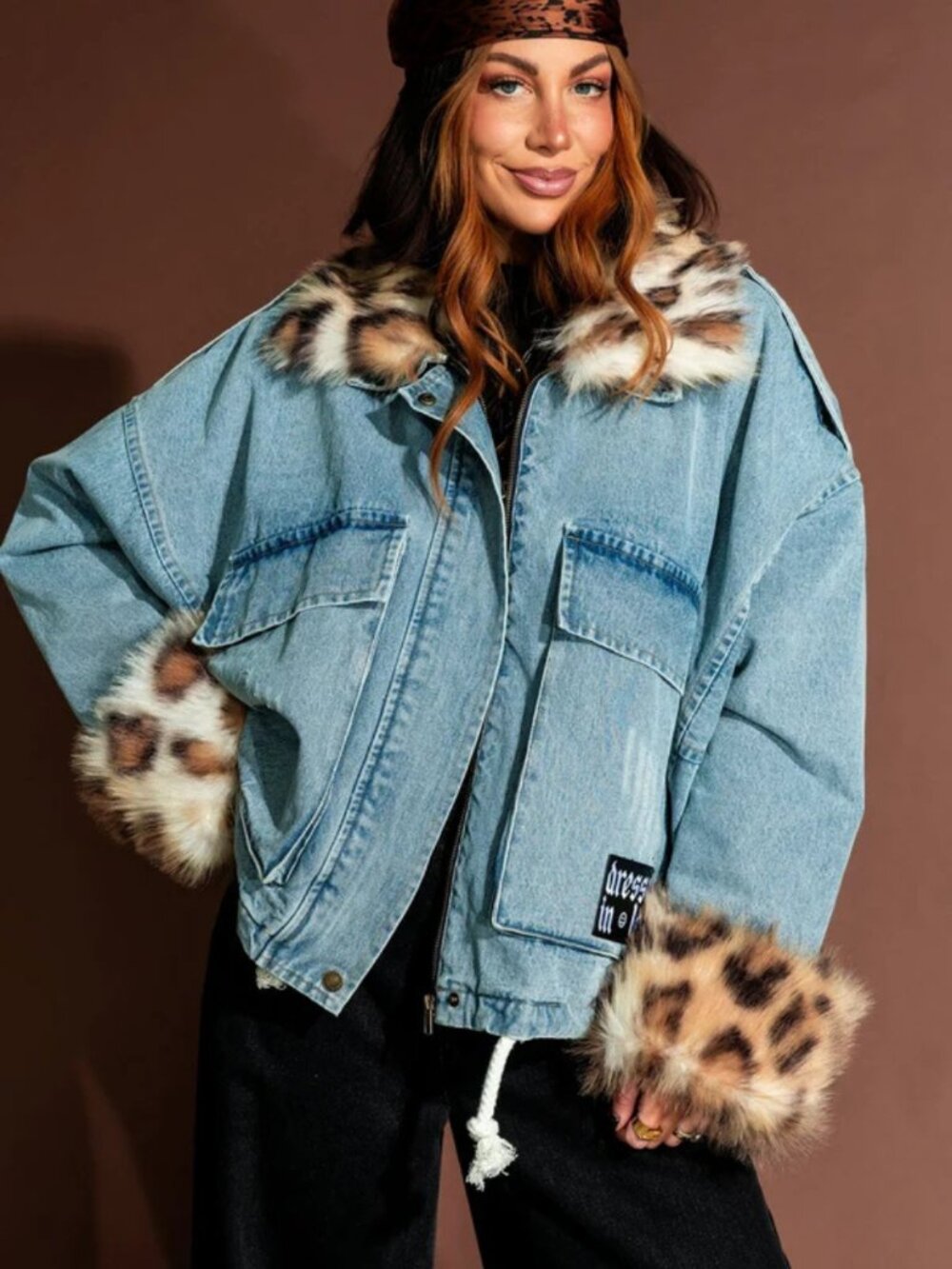 Rebellion Oversized Denim Trucker Jacket with Faux Fur